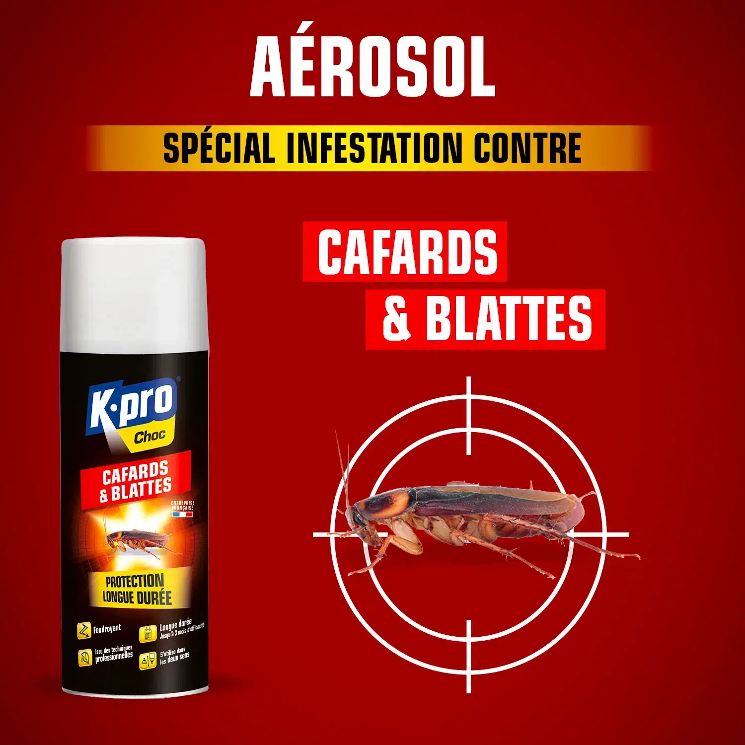 Aérosol Kpro Choc, spécial infestation contre les cafards et les blattes